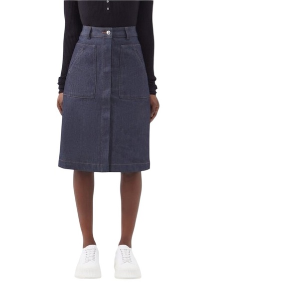 A.P.C. Dresses & Skirts - A.P.C. | Dark Blue Indigo Anita Denim Skirt Button Front Size Small 2-4